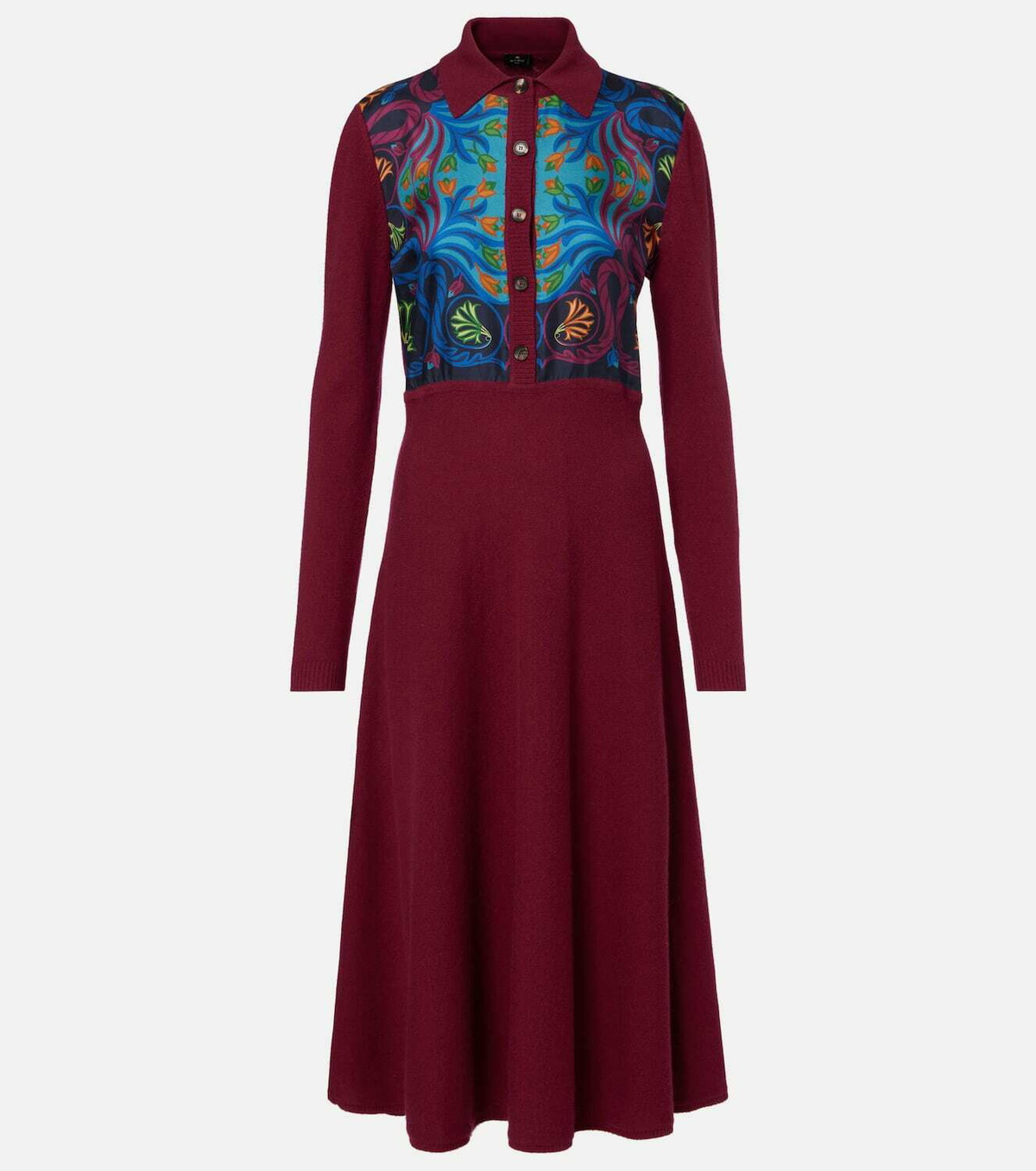Etro Silk, wool, and cashmere shirt dress