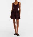 Alaïa Ribbed-knit scalloped minidress