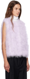 Yves Salomon Purple Cropped Feather Vest