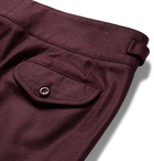 Rubinacci - Manny Tapered Pleated Wool-Flannel Trousers - Men - Merlot