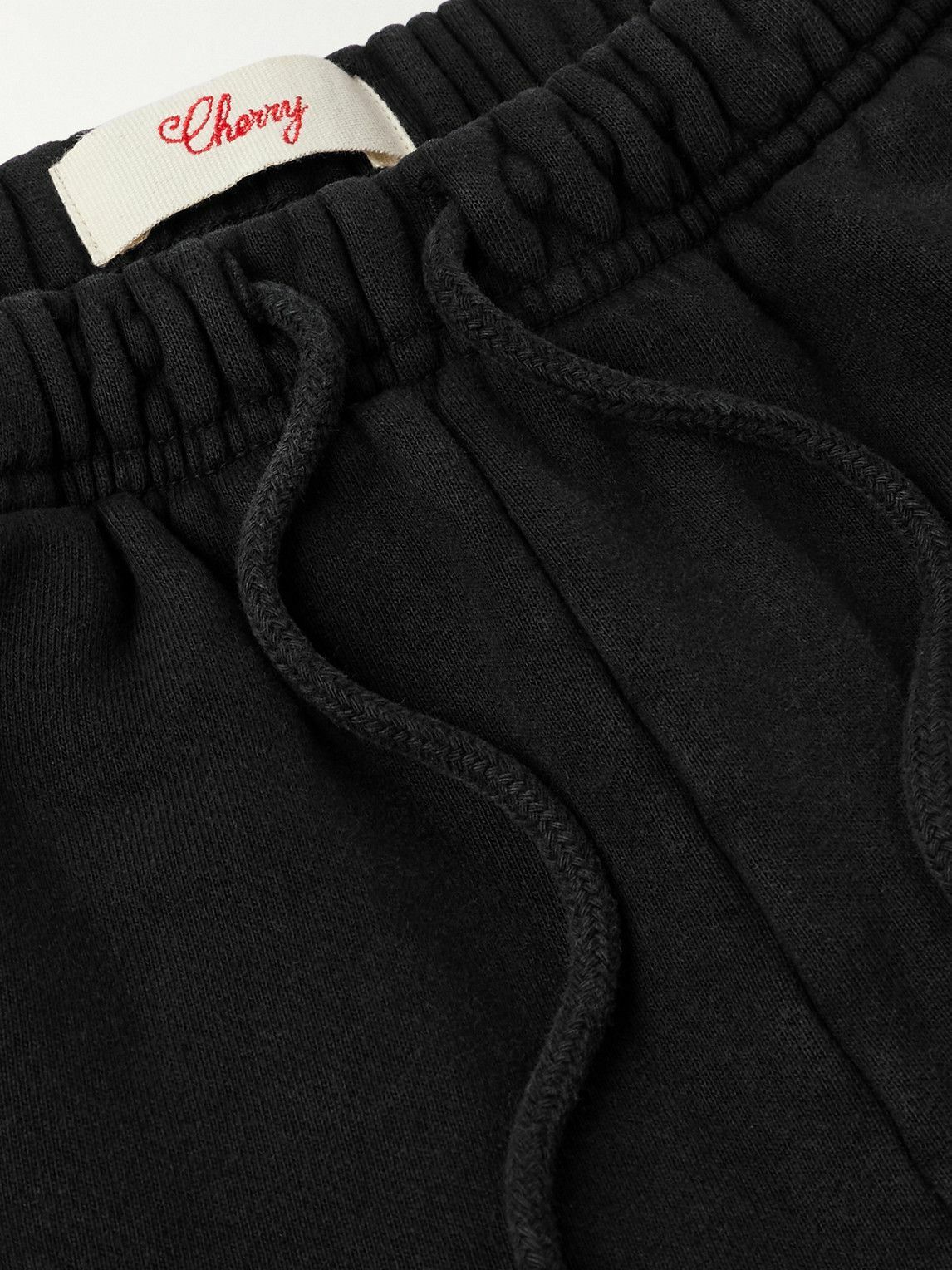 Cherry Los Angeles - Straight-Leg Appliquéd Cotton-Jersey Drawstring Shorts - Black