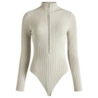 Good American Women's Virgo Rib Half Zip Body in Short Bread