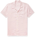 120% - Camp-Collar Garment-Dyed Linen Shirt - Pink