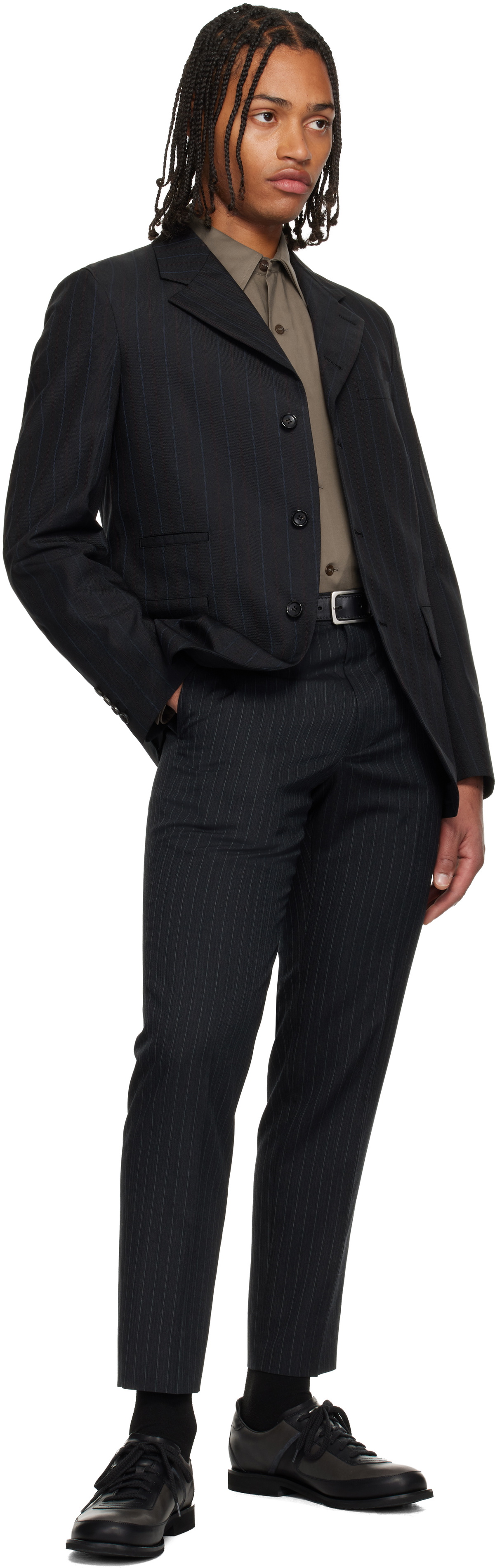Comme des Garçons Homme Deux Black Dobby Stripe Blazer