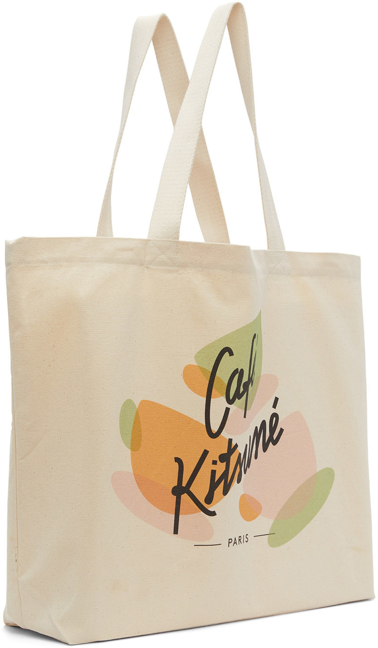 Cafe Kitsuné colorblock tote bag Maison Kitsune Cafe Kitsune Tote Bag Beige | Mainline Menswear ca