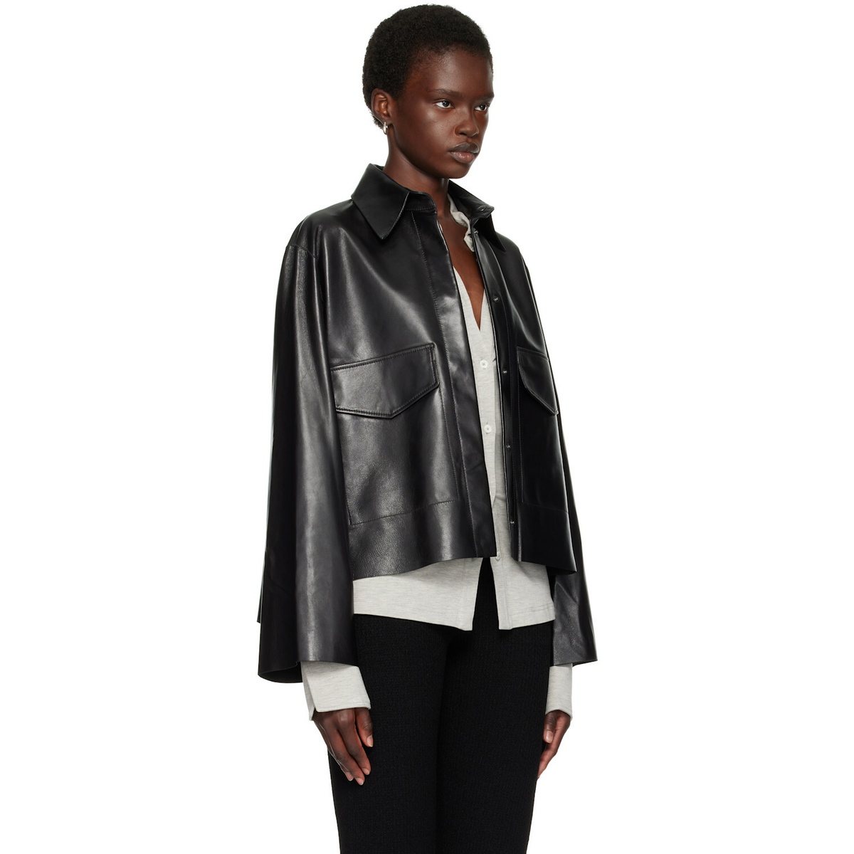 Nour Hammour Black Darcy Leather Jacket