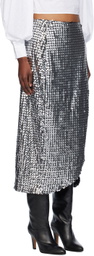 Anna Sui Silver Ruched Midi Skirt