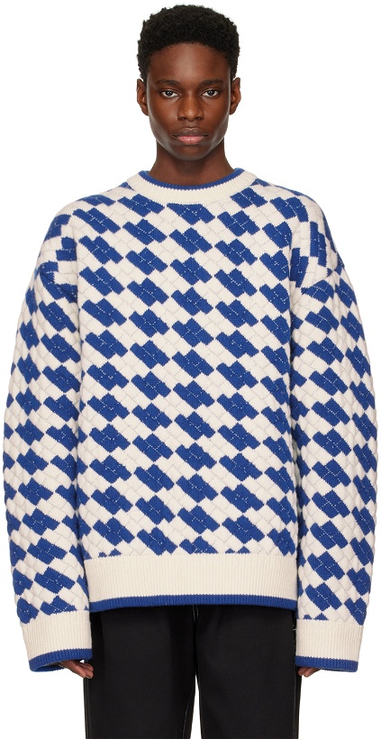 Photo: ADER error Blue & White Tenit Sweater