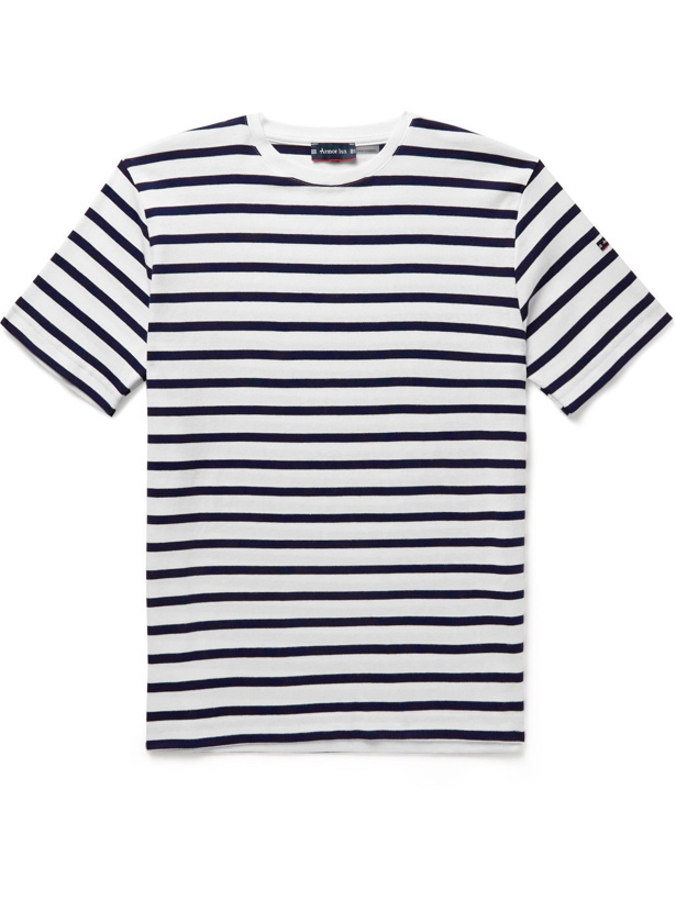 Photo: ARMOR LUX - Slim-Fit Striped Cotton-Jersey T-Shirt - White