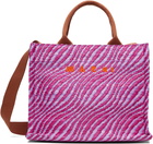 Marni Pink Raffia-Effect Small Tote