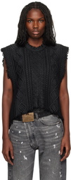 R13 Black Boyfriend Cable Sweater Vest