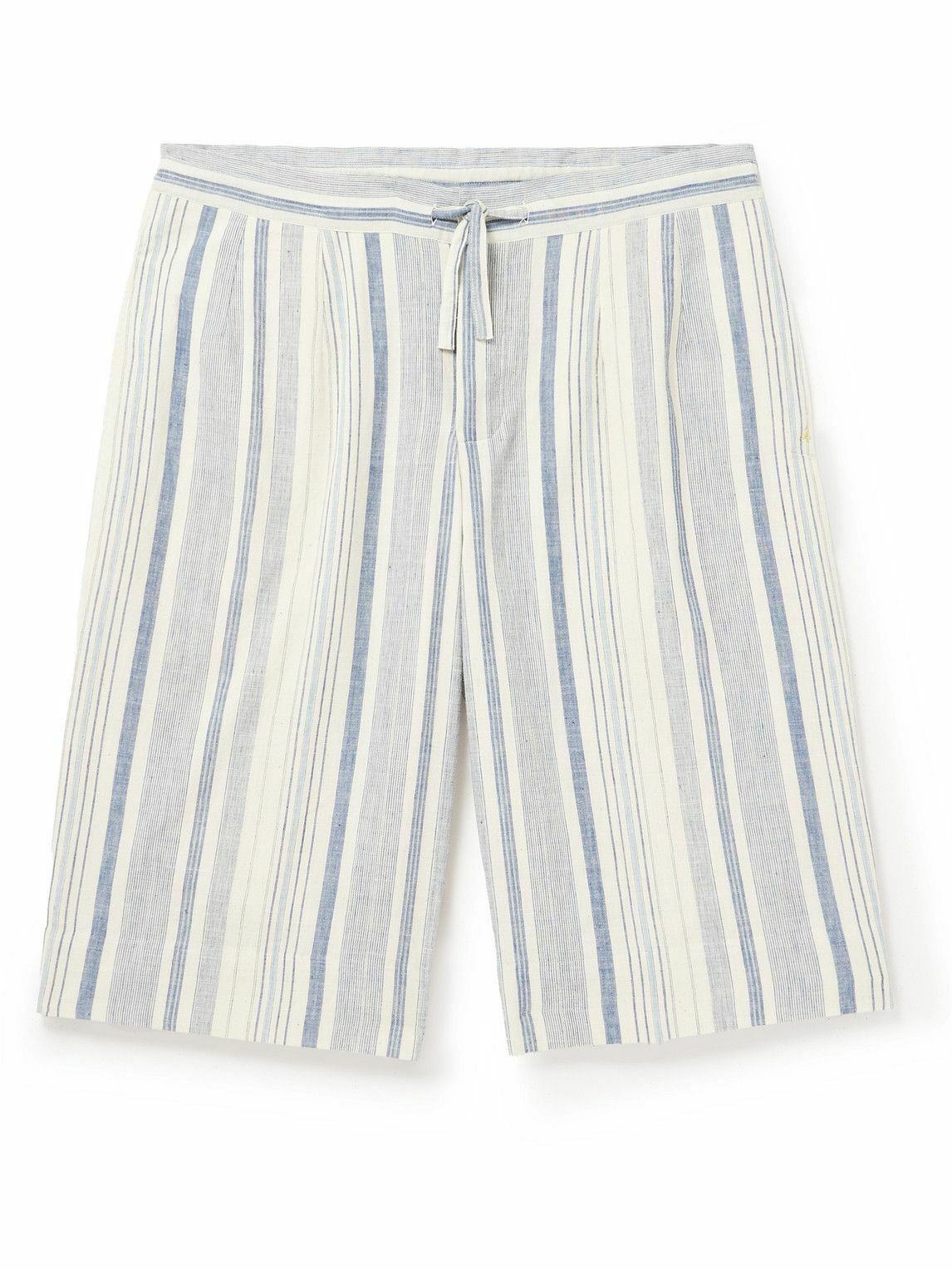 11.11/eleven eleven - Striped Organic Cotton Shorts - Blue 11.11/eleven ...