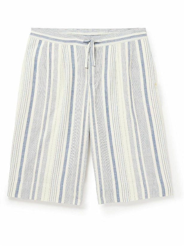 Photo: 11.11/eleven eleven - Striped Organic Cotton Shorts - Blue