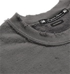 Sasquatchfabrix. - Distressed Flocked Fleece-Back Cotton-Blend Jersey Sweatshirt - Gray
