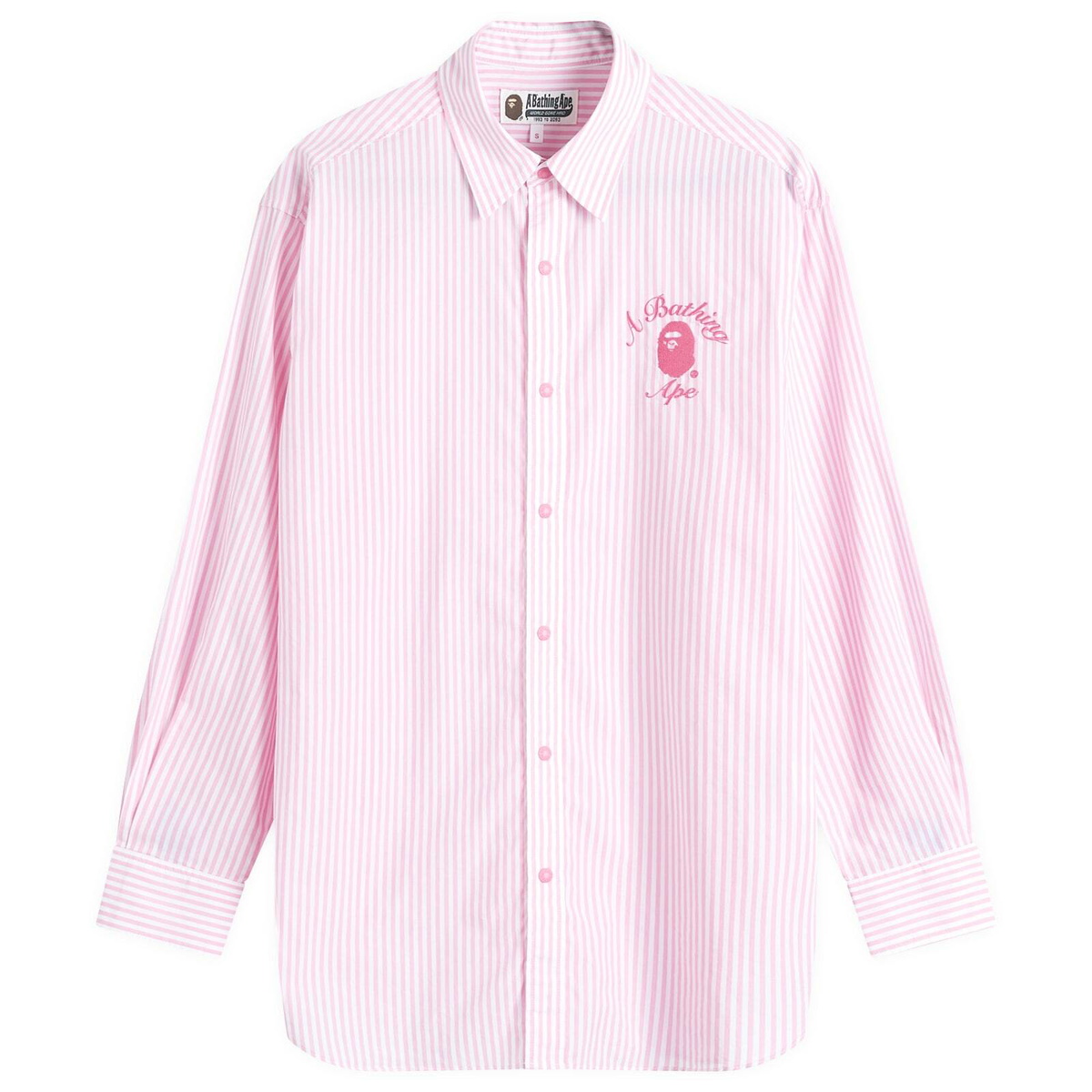 A Bathing Ape Women's College Stripe Shirt in Pink