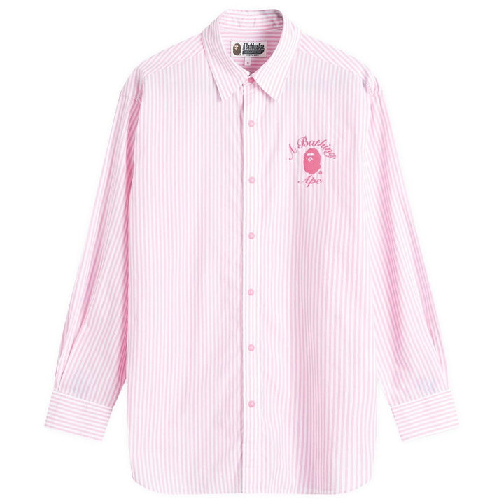 Photo: A Bathing Ape Women's College Stripe Shirt in Pink