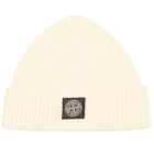 Stone Island Men's Full Rib RWS Wool Beanie in Ivory 
