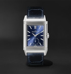 Jaeger-LeCoultre - Reverso Tribute Duoface Hand-Wound 28.3mm Stainless Steel and Leather Watch, Ref. No. 3988482 - Blue