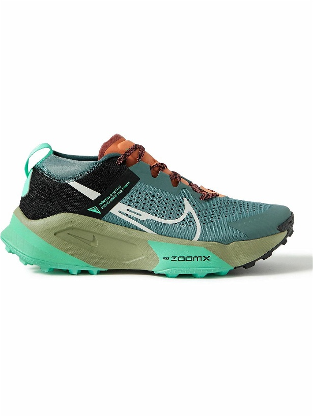 Photo: Nike Running - ZoomX Zegama Rubber-Trimmed Mesh Trail Running Sneakers - Green