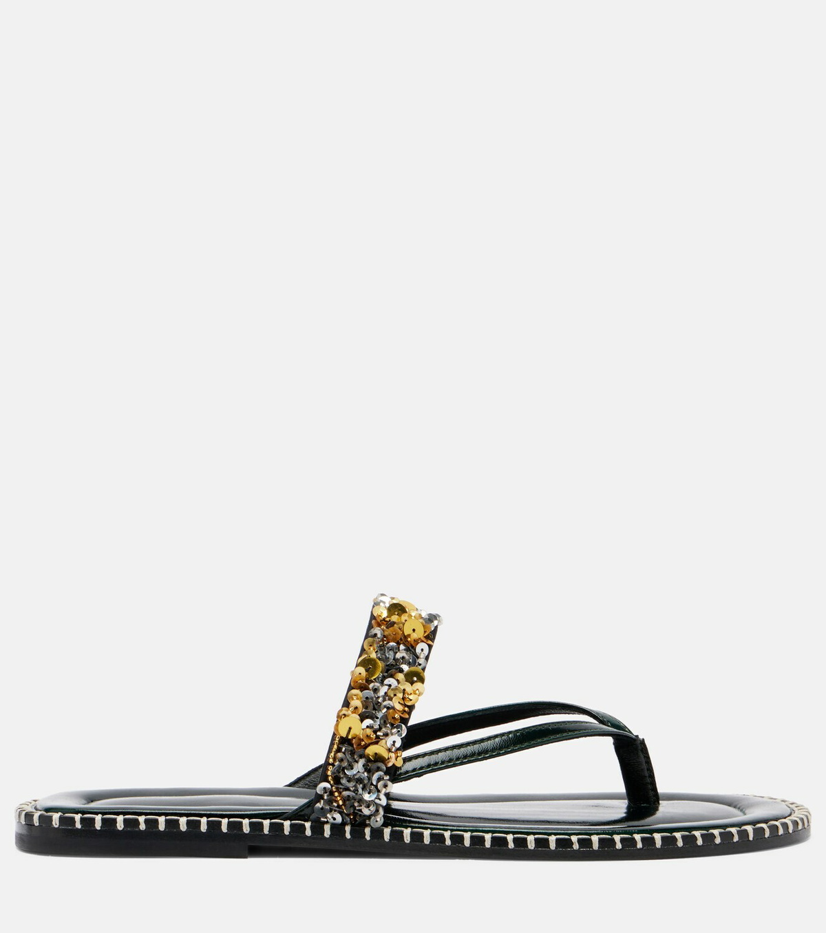 Dries Van Noten Sequined leather thong sandals