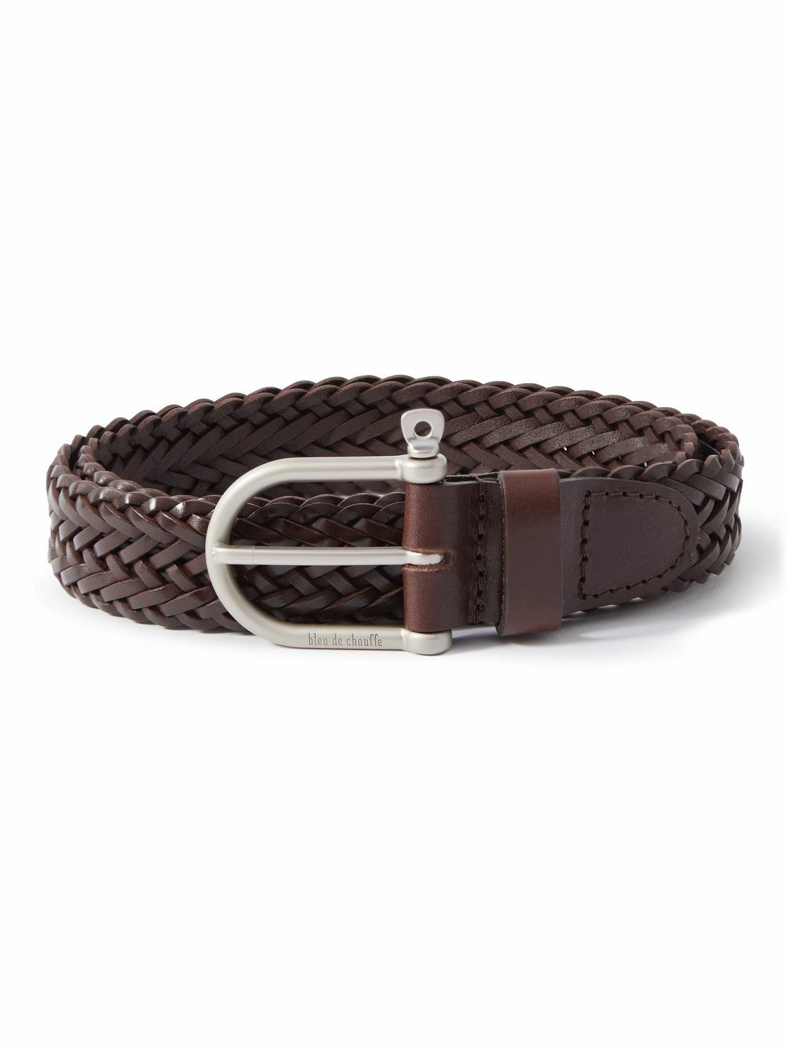 Bleu de Chauffe - 3.5cm Woven Leather Belt - Brown Bleu de Chauffe