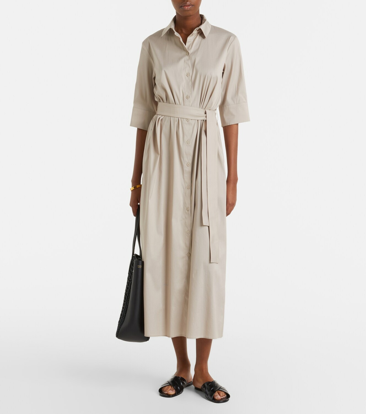 Max Mara Cognac cotton-blend midi dress