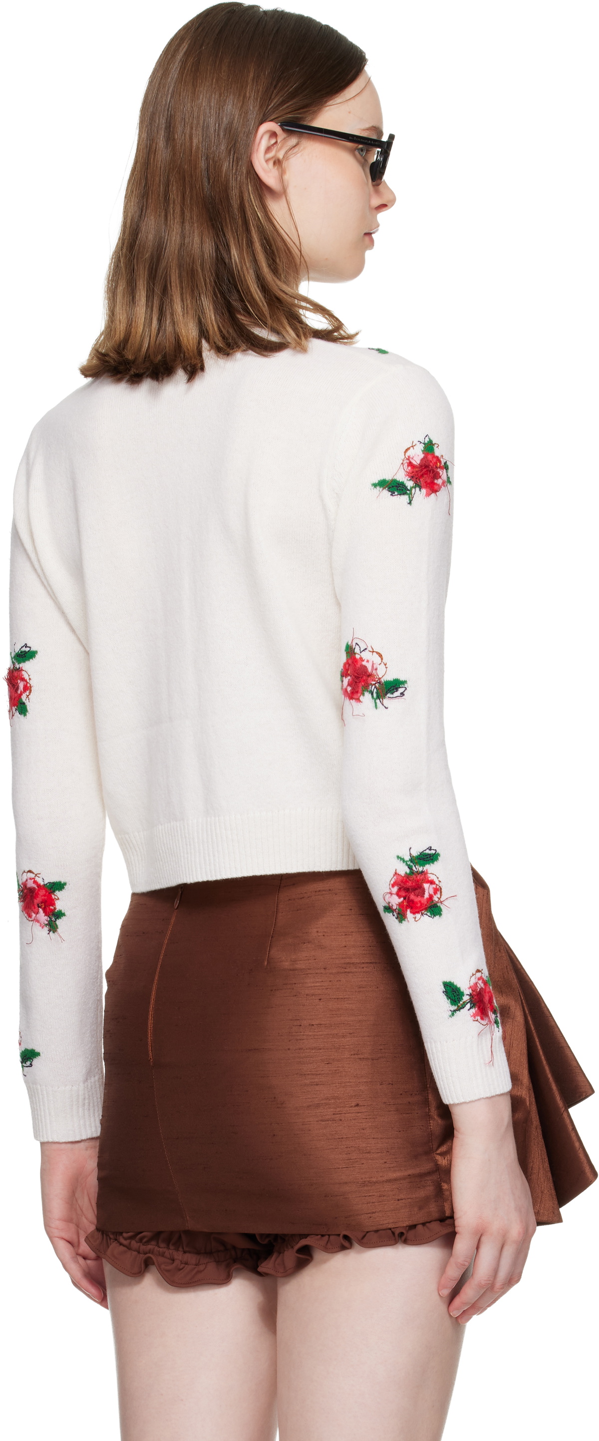 SHUSHU/TONG White Threadwork Knit Cardigan