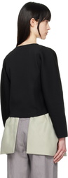 AMOMENTO Black Rounded Zip-Up Cardigan