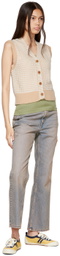 Re/Done Khaki Hanes Edition Ribbed Tank Top