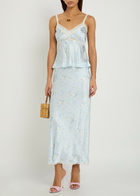 Loveshackfancy Lirena Floral-print Silk Cami top Light Blue