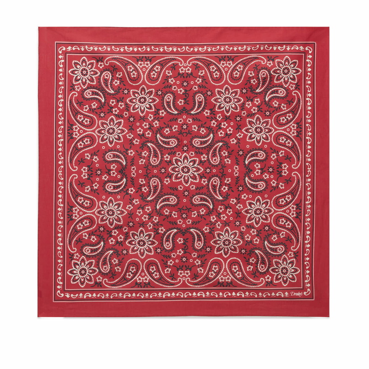 Photo: Drake's Men's Classic Paisley Bandana in Red 