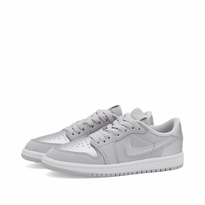 Photo: Air Jordan 1 Retro Low OG PS Sneakers in Neutral Grey/Mtlc Silver/White