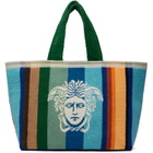 Versace Multicolor Striped Cotton-Terry Jacquard Tote