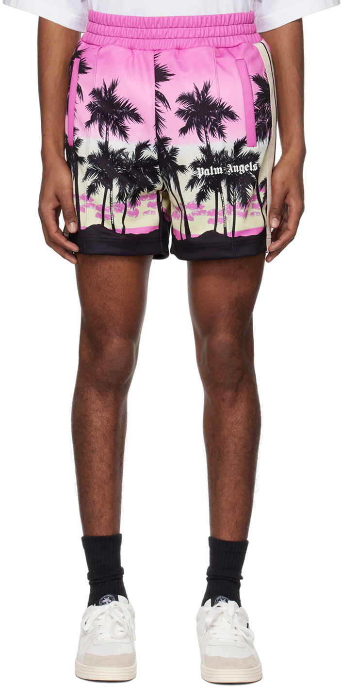 Palm Angels Kids tie-dye track shorts - Pink