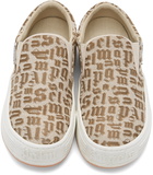 Palm Angels Beige & Brown Monogram Snow Slip Sneakers