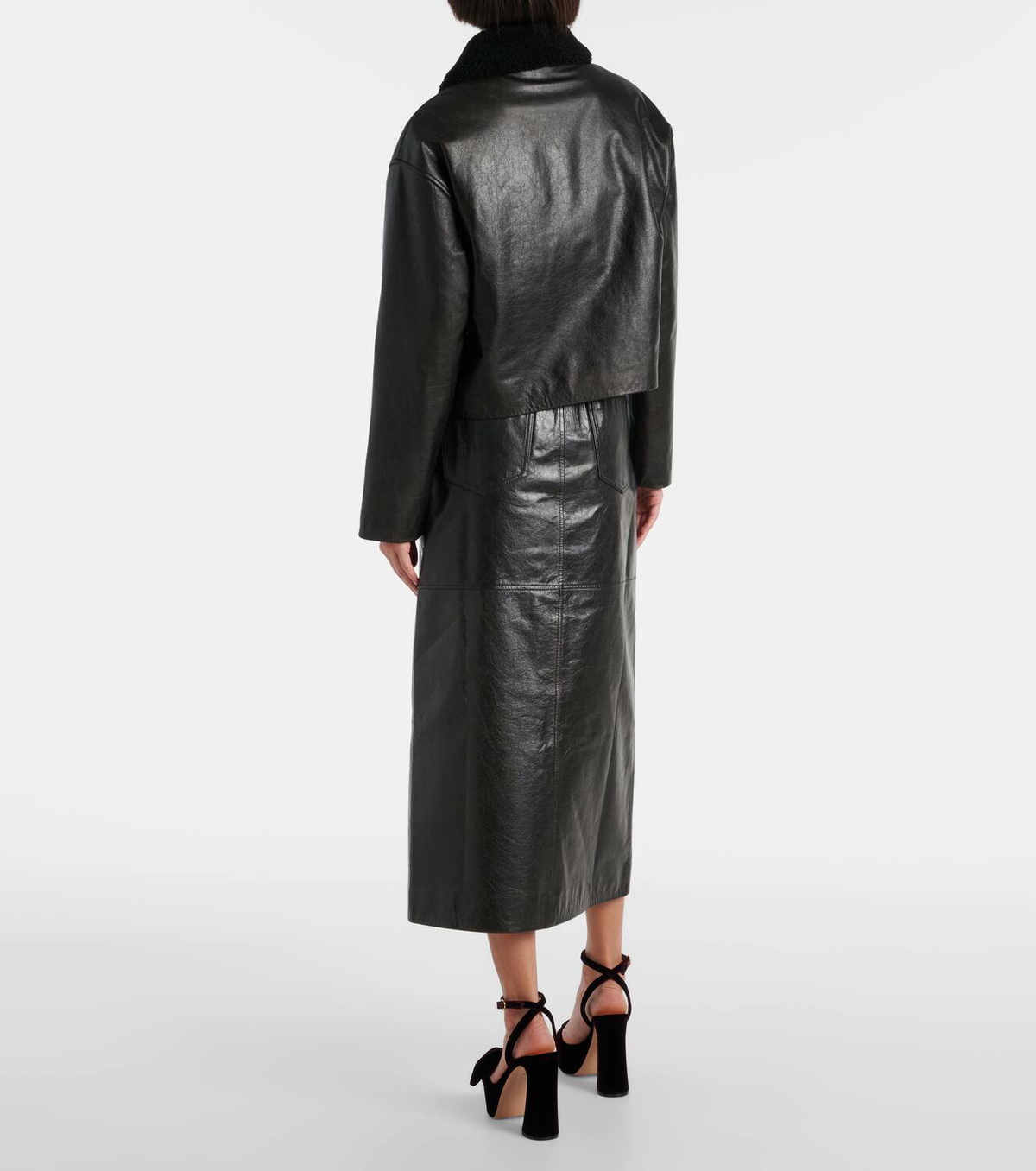 Self-Portrait Shearling-trimmed leather jacket
