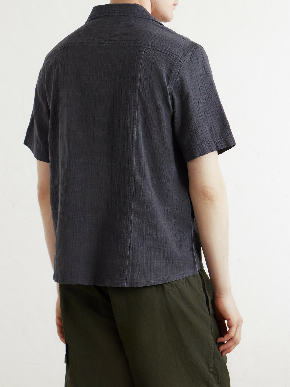 Corridor - Convertible-Collar Checked Cotton Shirt - Black