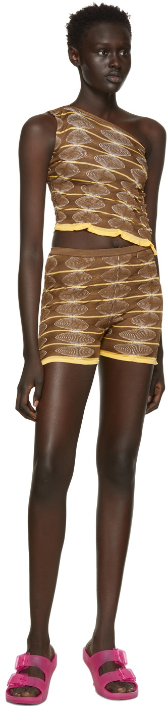 Gimaguas SSENSE Exclusive Brown & Yellow One-Shoulder Tank Top
