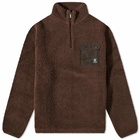 Daily Paper Men's Nedeemo Quarter Zip Sherpa Fleece in Hot Fudge Brown