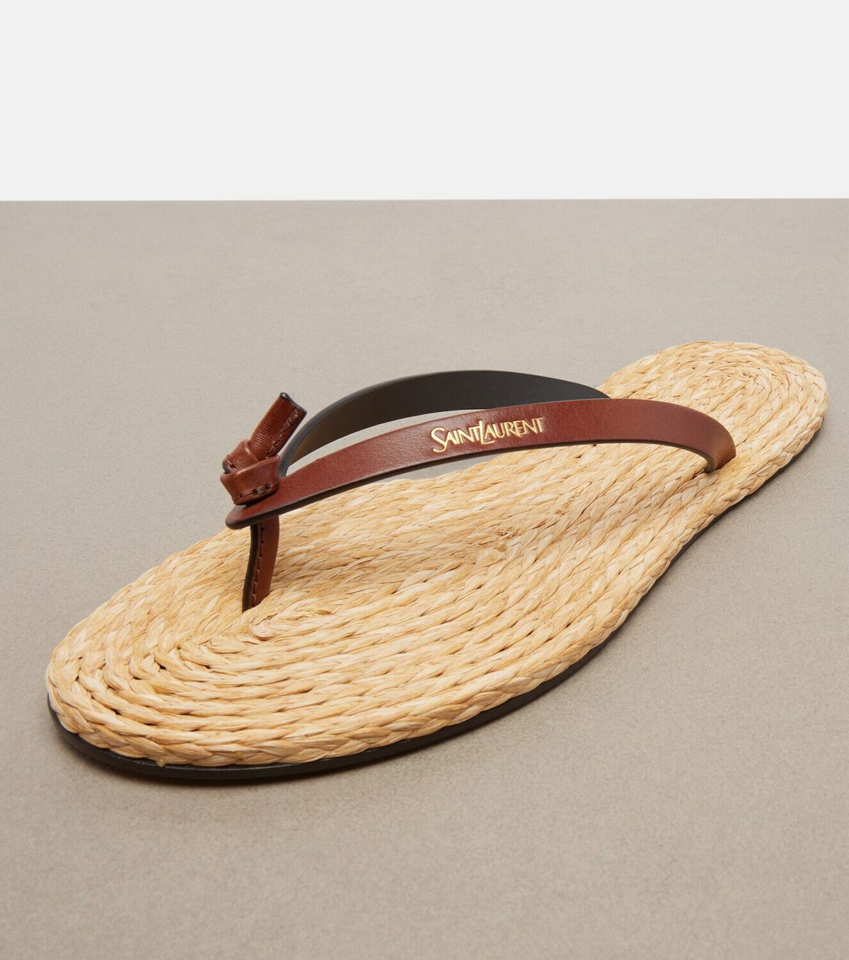 Saint Laurent Pool leather-trimmed thong sandals