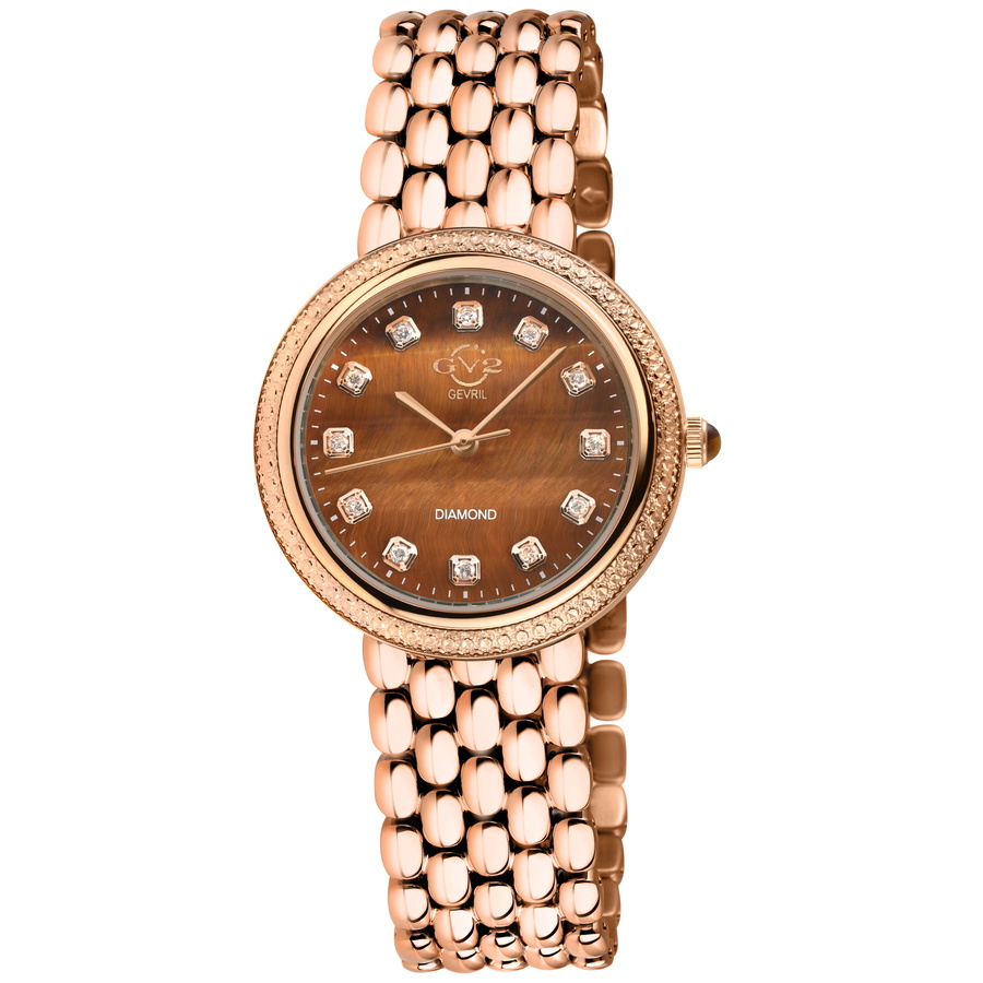 GV2 by Gevril Arezzo Quartz Diamond Brown Dial Ladies Watch 13304B