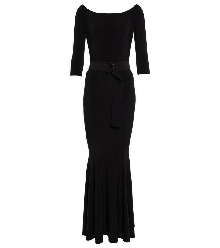 Photo: Norma Kamali Off-shoulder fishtail gown