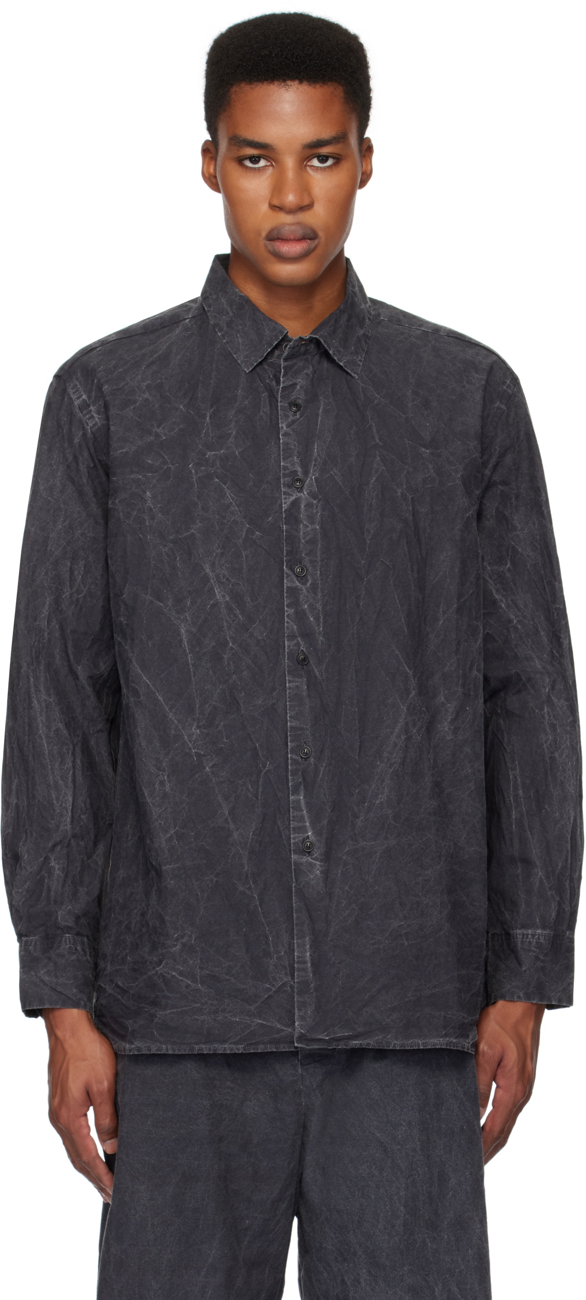 CASEY CASEY Black Big Raccourcie Shirt CASEY CASEY