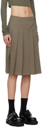J KOO Khaki Pleated Midi Skirt