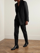 TOM FORD - Slim-Fit Double-Breasted Wool and Silk-Blend Suit Jacket - Black