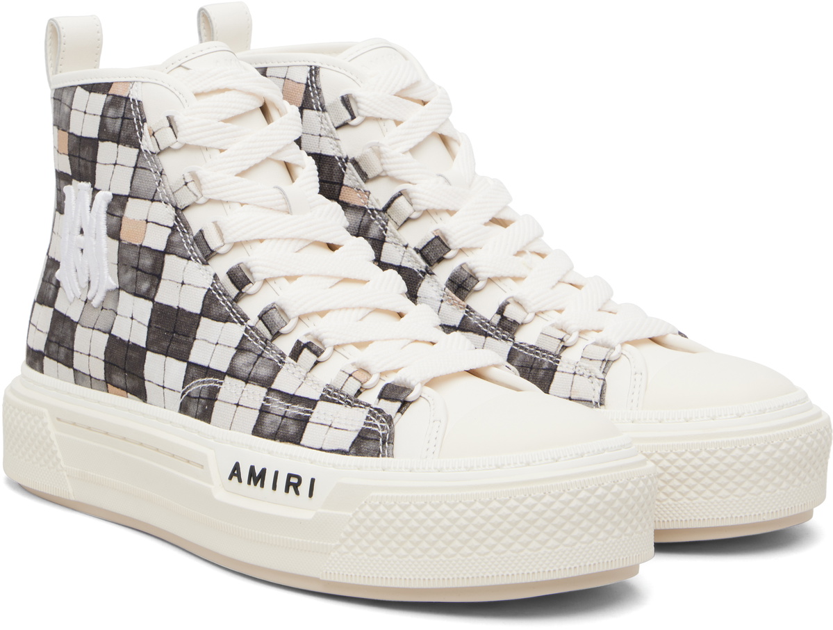 AMIRI Gray & White Checkered Court Hi Sneakers