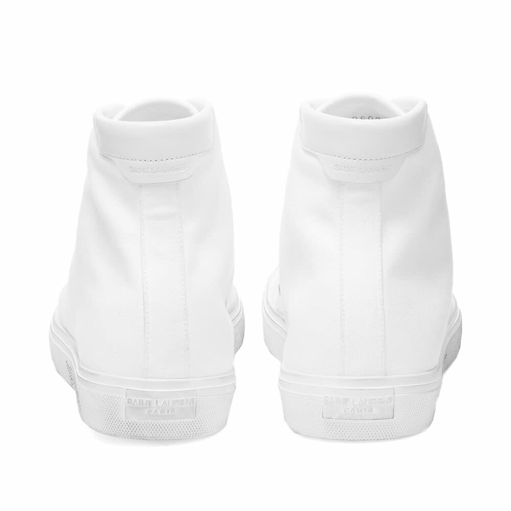 Saint Laurent Men's Malibu Mid Signature Sneakers in White Saint Laurent Men's Malibu Mid Signature Sneakers in White