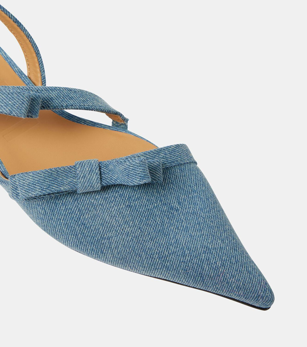 Ganni Bow-detail denim ballet flats GANNI