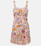 Là Fuori Embellished floral-appliqué minidress