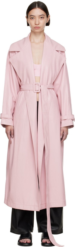 Photo: Olēnich Pink Faux-Leather Trench Coat